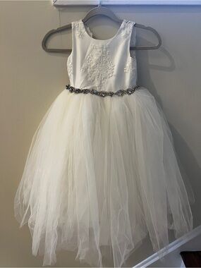 Ivory Tulle Flower Girl Dress with Beaded Waistband